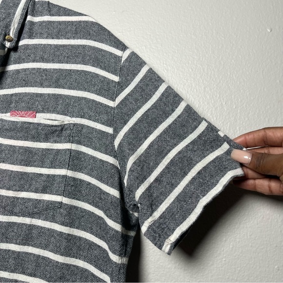 Roark Gray and White Striped Casual Button Down Shirt - Picture 3 of 10